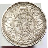 1918 Silver Rupee of King George V (Colonial India) P&P Group 1 (£14+VAT for the first lot and £1+