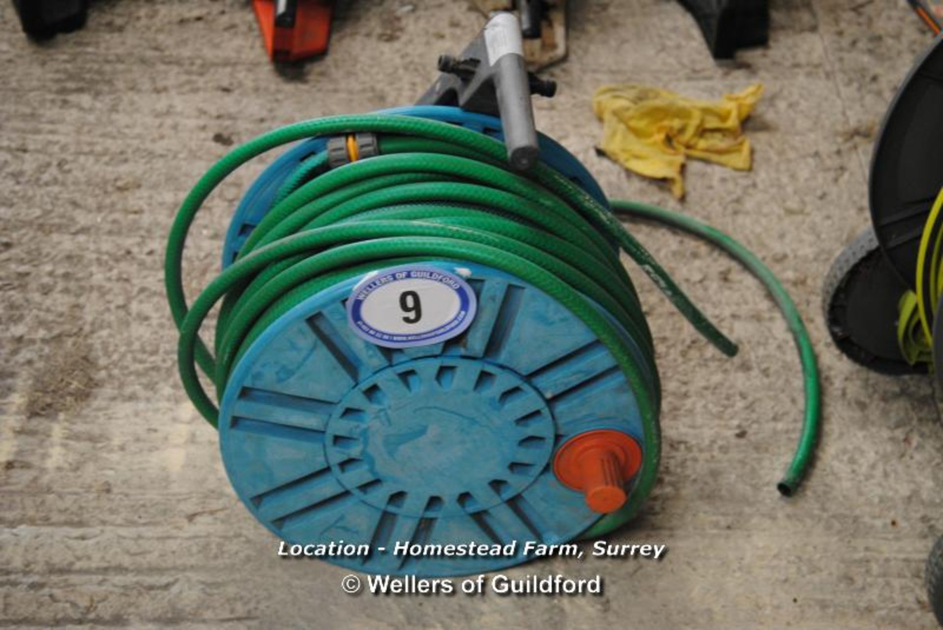 HOSE REEL AND HOSE [LOCATION: HOMESTEAD FARM - CALL THE OFFICE TO BOOK A COLLECTION APPOINTMENT /
