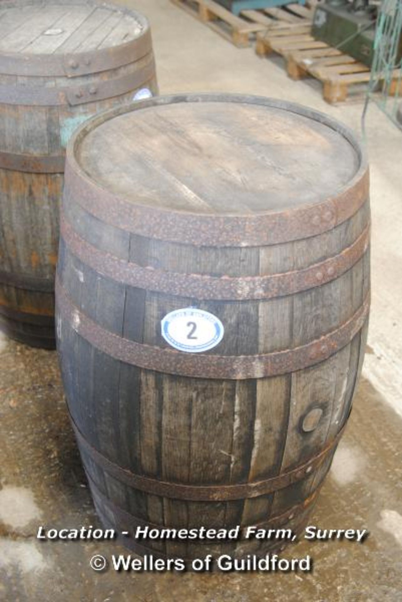 *OLD WHISKY BARREL (APPROX 3FT X 22") [LOCATION: HOMESTEAD FARM - CALL THE OFFICE TO BOOK A