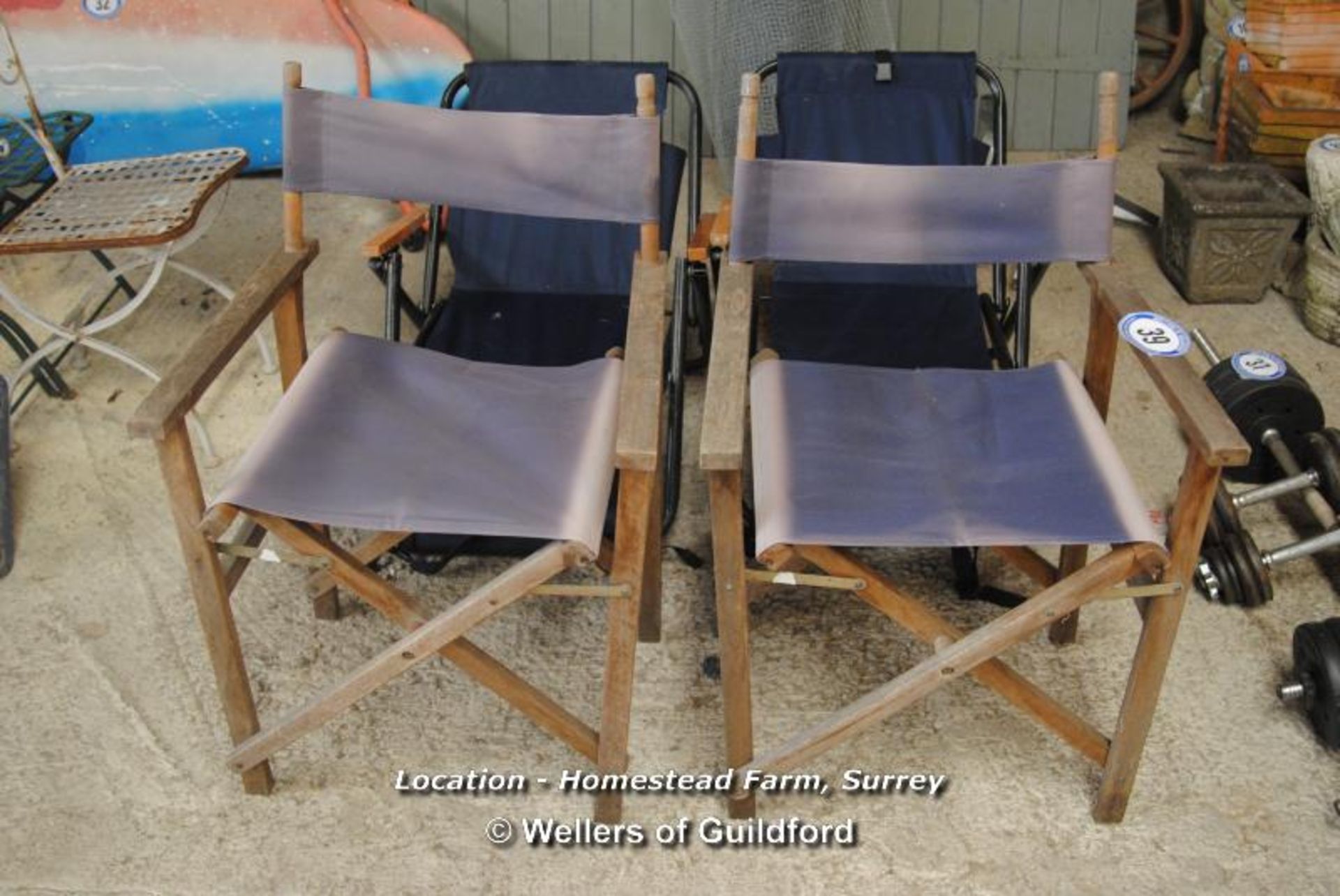 X2 FOLDING DIRECTORS CHAIRS [LOCATION: HOMESTEAD FARM - CALL THE OFFICE TO BOOK A COLLECTION