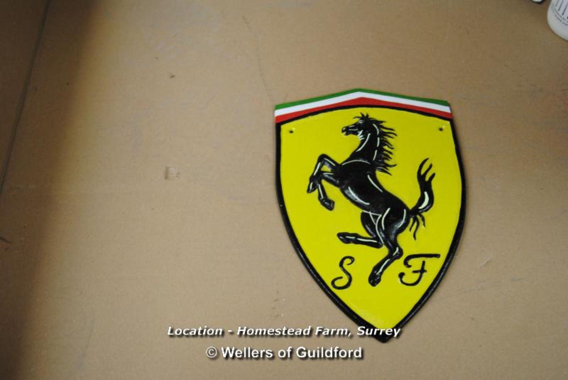 *CAST FERRARI PLAQUE [LOCATION: HOMESTEAD FARM - CALL THE OFFICE TO BOOK A COLLECTION