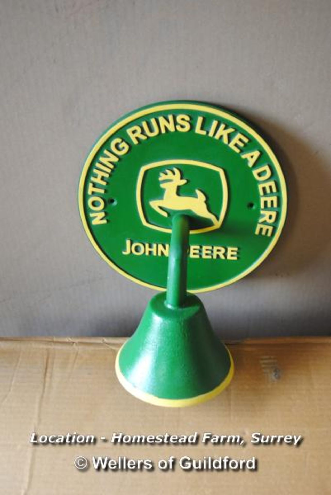 *CAST METAL JOHN DEERE DOOR BELL [LOCATION: HOMESTEAD FARM - CALL THE OFFICE TO BOOK A COLLECTION