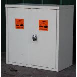 *SMALL MODERN METAL 'CORROSIVE' CABINET. HEIGHT 610MM (24IN) X WIDTH 610MM (24IN) X DEPTH 310MM (