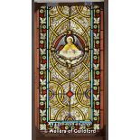 *DECORATIVE STAINED GLASS PANEL WITH ANGEL WITH BLUE WINGS 580mmW x 1080mm H.