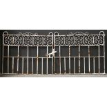 *PAIR OF WROUGHT IRON GATES, MID 1900'S. HEIGHT 995MM (39IN) X WIDTH 2355MM (92.75IN) X DEPTH