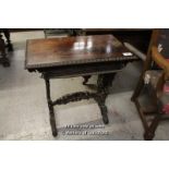 *CARVED OAK SMALL WRITING DESK WITH INTERNAL DRAWER