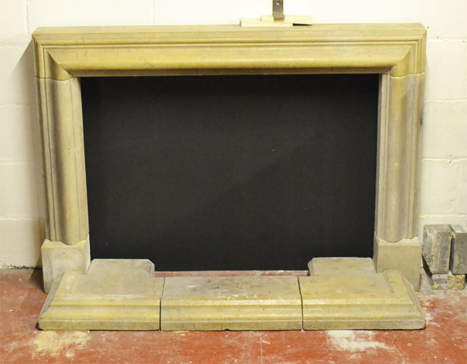 *RECONSTITUTED STONE FIREPLACE WITH BOLECTION MOULDING. 1370MM ( 54" ) WIDE X 965MM ( 38" ) HIGH X