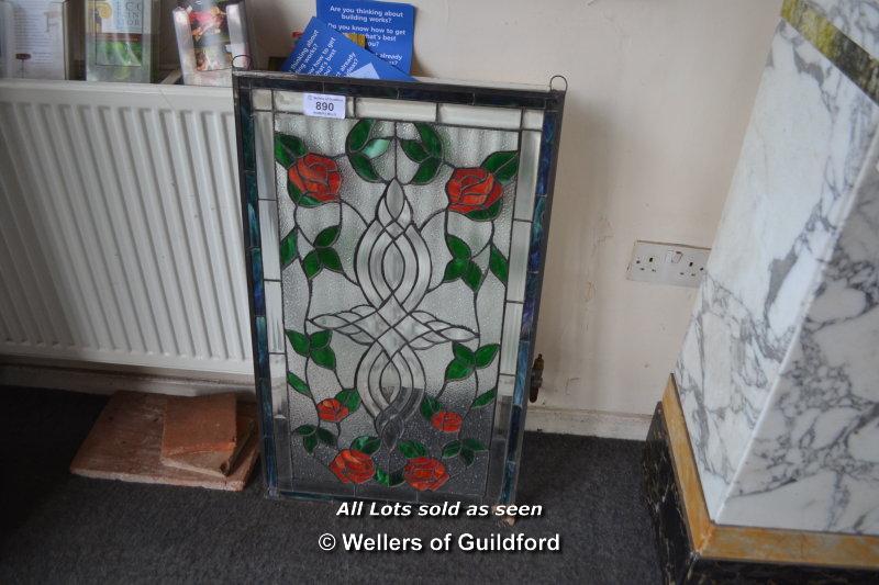 *DECORATIVE LEADED LIGHT GLASS PANEL WITH ROSES