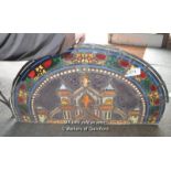 *ROUND TOP STAINED GLASS PANEL (CASTLE)