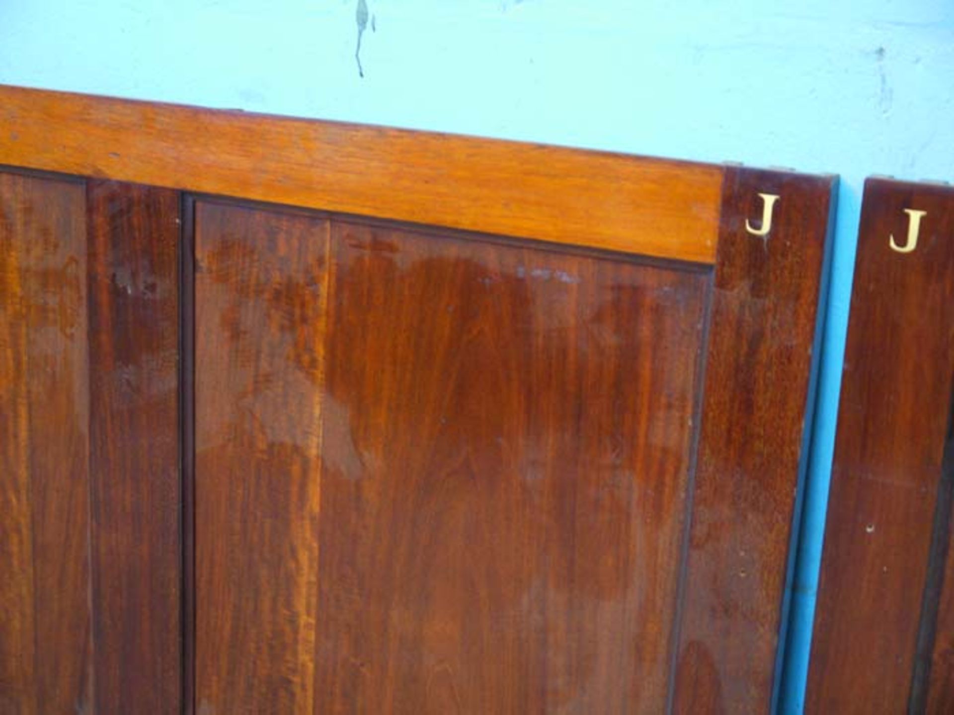 *TWO ANTIQUE MAHOGANY DADO PANELS RECLAIMED FROM A VICTORIAN DISPLAY CABINET FROM THE VICTORIA & - Image 2 of 4