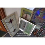 *COLLECTION OF FOUR LEADED GLASS PANELS