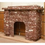 *LARGE ORIGINAL ART DECO FIRESURROUND, MADE FROM RARE ROUGE MARBLE. HEIGHT 1165MM (45.75IN) X