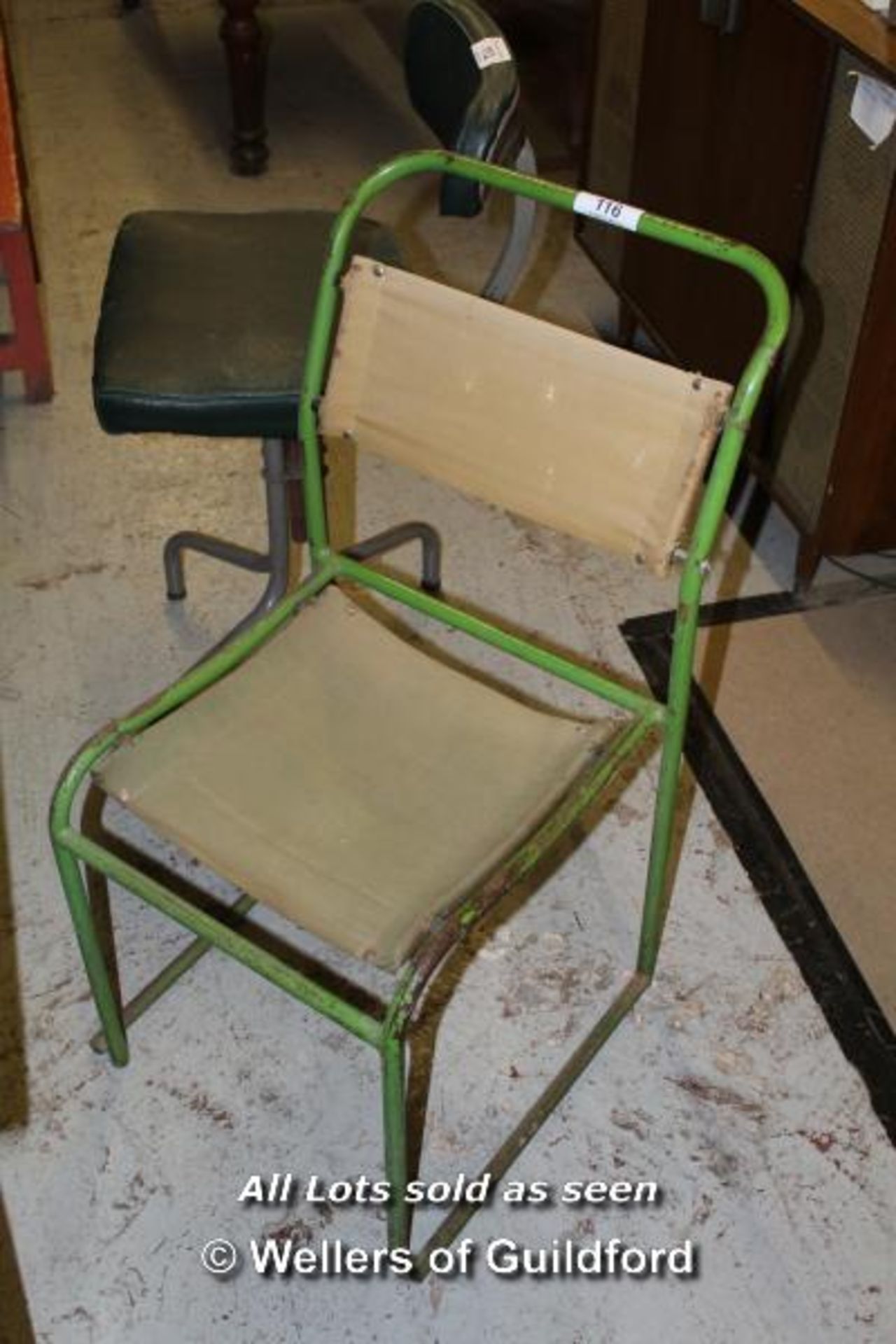*COLLECTION OF TUBULAR STACKING CHAIRS WITH CANVAS SEATS [0]