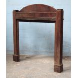 *MAHOGANY FIRE SURROUND, CIRCA 1930S. 1360MM ( 53.5" ) WIDE X 1425MM ( 56" ) HIGH X 200MM ( 8" )