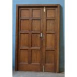 *OAK DOOR AND SIDE DOOR IN A FRAME. 2270MM ( 89.5" ) HIGH X 1485MM ( 58.5" ) WIDE X 110MM ( 4.