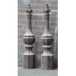 *PAIR CAST FRENCH FINIALS/CONDUCTORS LATE 1800'S. HEIGHT 940MM (37IN) MAX X DIAMETER 180MM (7IN) [