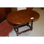 *SMALL OVAL TABLE. HEIGHT 480MM (19 INCHES) X WIDTH 740MM (29.25INCHES) X DEPTH 485MM (19.25 INCHES)