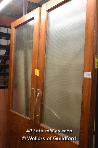 *PAIR OF PITCH PINE HALF GLAZED DOORS