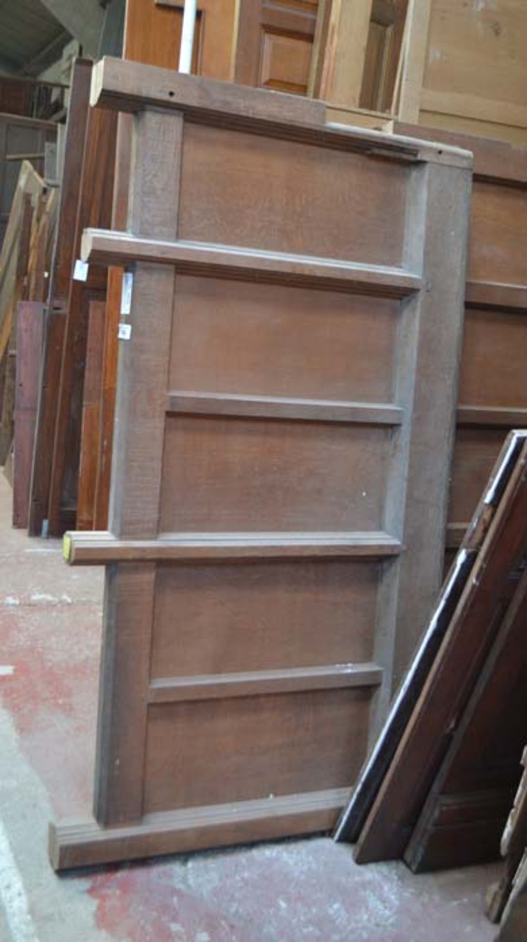 *TWO SECTIONS OF RECLAIMED ENGLISH OAK QUARTER SAWN PANELLING. (EX CHURCH CHANCEL SCREEN), EARLY