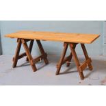 *RECLAIMED TOPPED TABLE ON TRESTLE LEGS