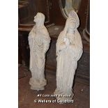 *PAIR OF CARVED STONE FIGURES. MARY AND OTHER FROM THE REREDOS IN LOT 939