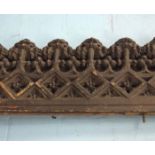 *ANTIQUE CARVED PINE GOTHIC FRIEZE, CIRCA 1830. 2075MM ( 81.75" ) WIDE X 405MM ( 16" ) HIGH X 55MM (