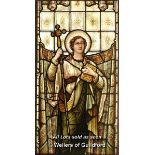 *SINGLE LIGHT WINDOW DEPICTING CHARITY. HEIGHT 2700MM X 750MM WIDTH