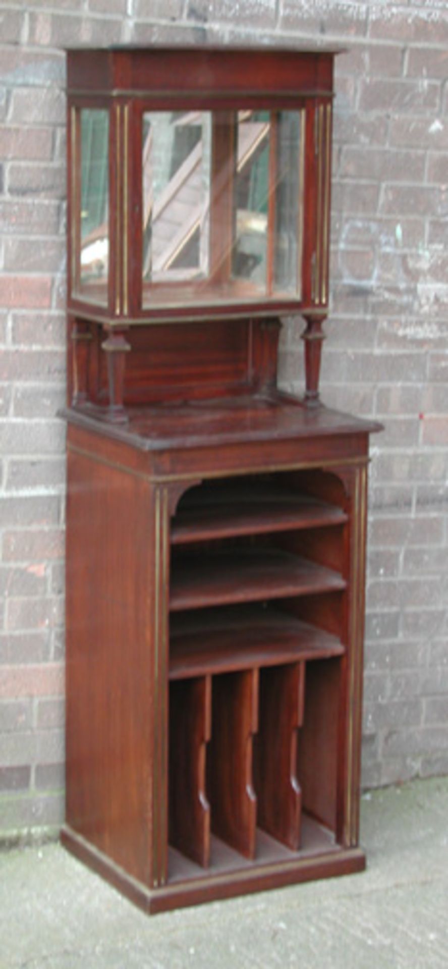 *MAHOGANY WAITERS STATION/MUSIC CABINET, EARLY 1900'S. HEIGHT 1740MM (68.5IN) X WIDTH 550MM (21.5IN)