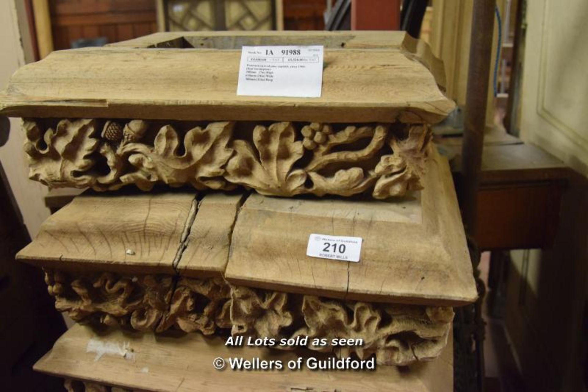 *FOUR CARVED PINE CAPITALS