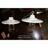 *PAIR OF 1930S WHITE ENAMEL LIGHTS