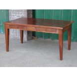 *HARDWOOD TABLE WITH DRAWERS LATE 20TH CENTURY. HEIGHT 770MM (30.25IN) X WIDTH 1525MM (60IN) X DEPTH