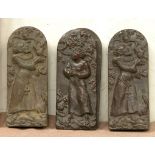 *THREE PAIRS OF RESIN DOOR PLATES, DEPICTING SCENES FROM THE LIFE OF ST. FRANCIS, LATE 1900. EACH