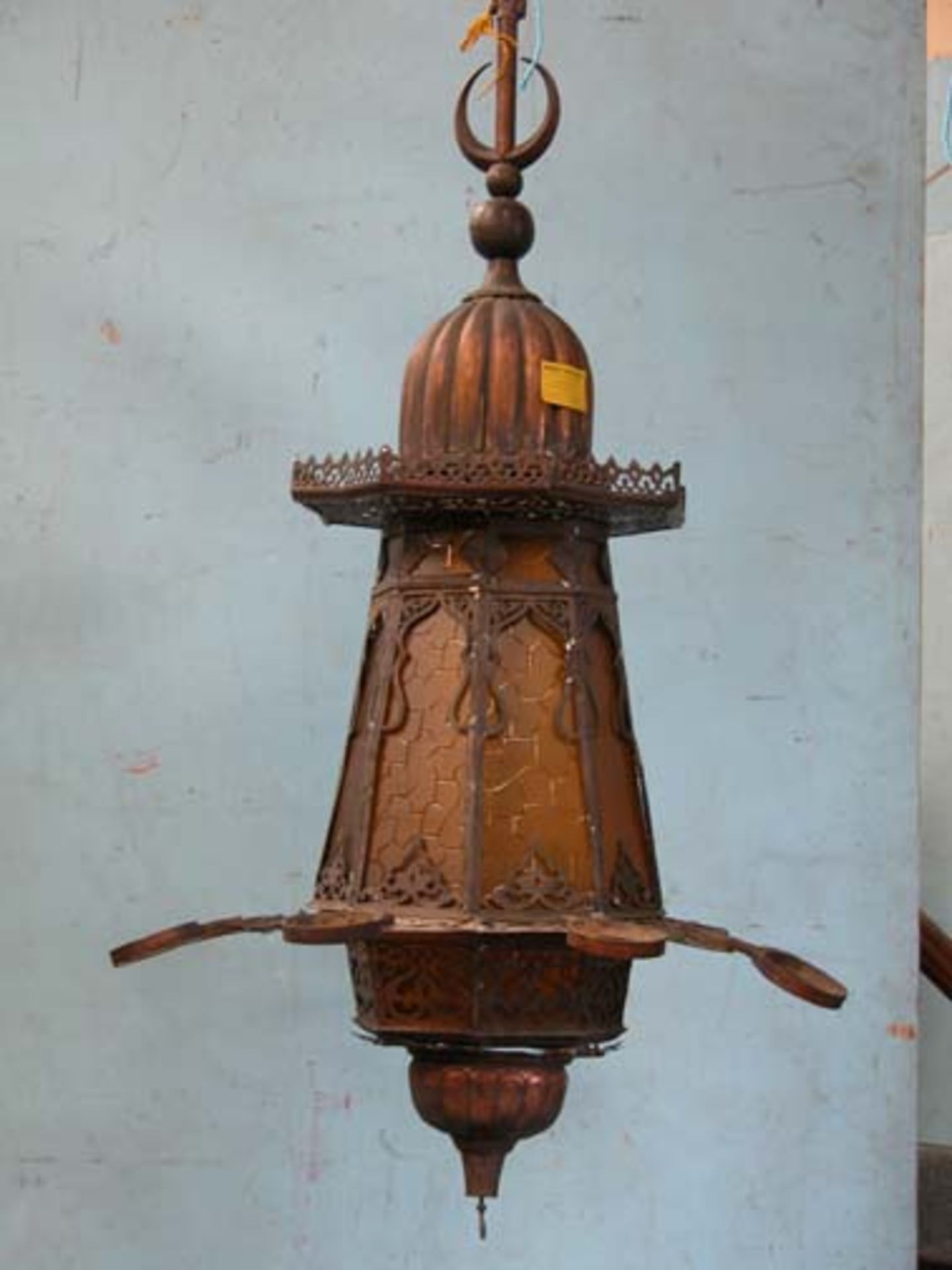 *DECORATIVE LIGHT FITTING IN A MOORISH STYLE, LATE 1900S. HEIGHT 1580MM (62.25IN) X WIDTH 995MM (