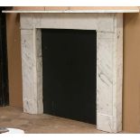 *PLAIN WHITE ENGLISH MARBLE FIRE SURROUND, CIRCA 1840 - 1850. HEIGHT 1110MM (43.75IN) X WIDTH 1620MM