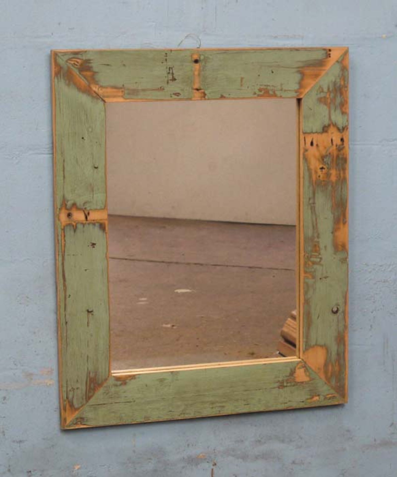 *MIRROR MADE FROM RECLAIMED WOOD WITH ORIGINAL PAINT FINISH. 1100MM ( 43.25" ) HIGH X 600MM ( 23.
