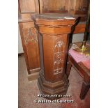 *VICTORIAN OAK GOTHIC STAND. HEIGHT 1400MM (55IN) X WIDTH 590MM (23IN) X DEPTH 470MM (18.5IN) [0]