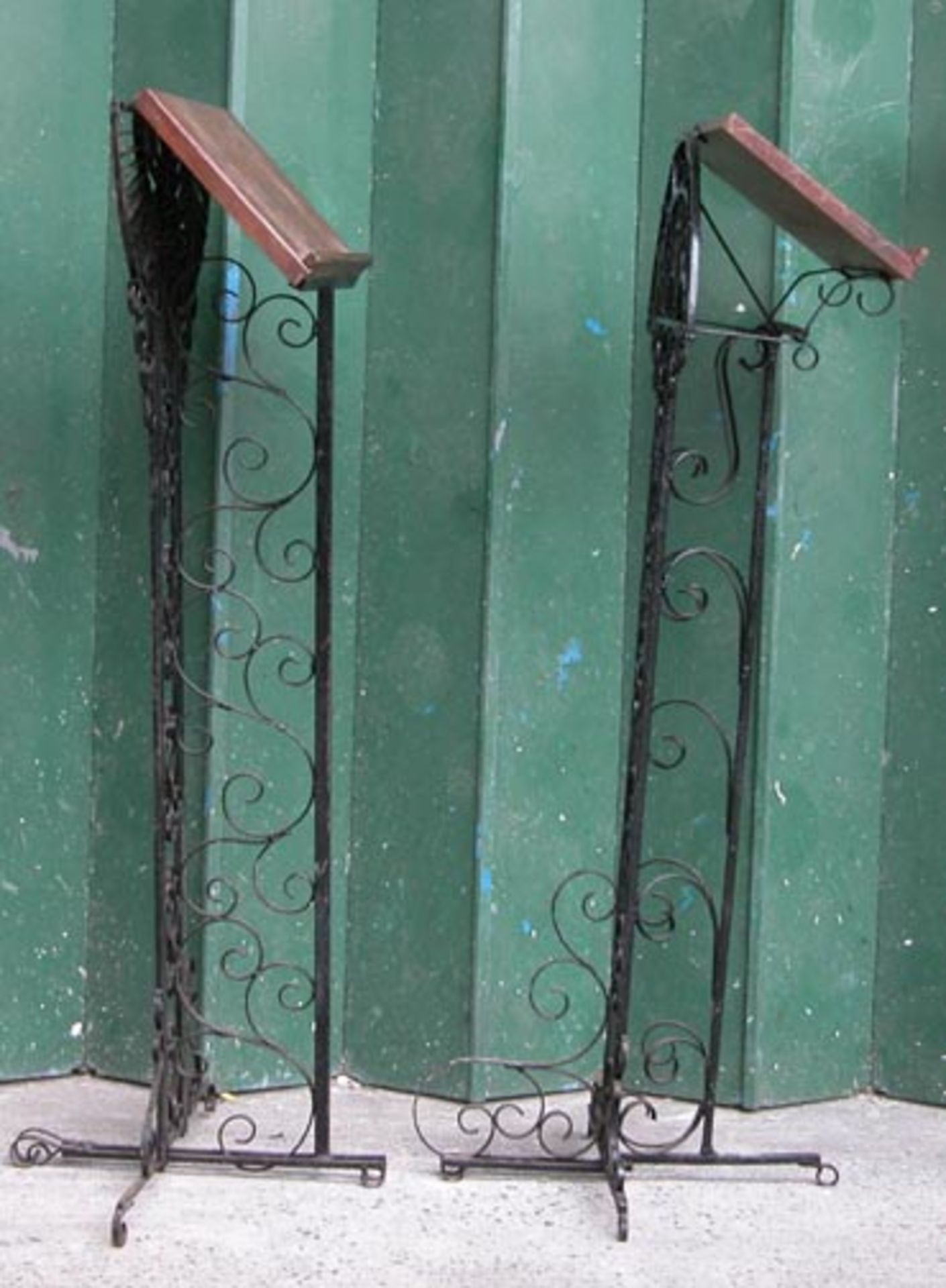 *MATCHED PAIR WROUGHT IRON LECTERNS, LATE 1900'S. HEIGHT 1400MM (55IN) X AVG WIDTH 710MM & 610MM X - Image 2 of 5