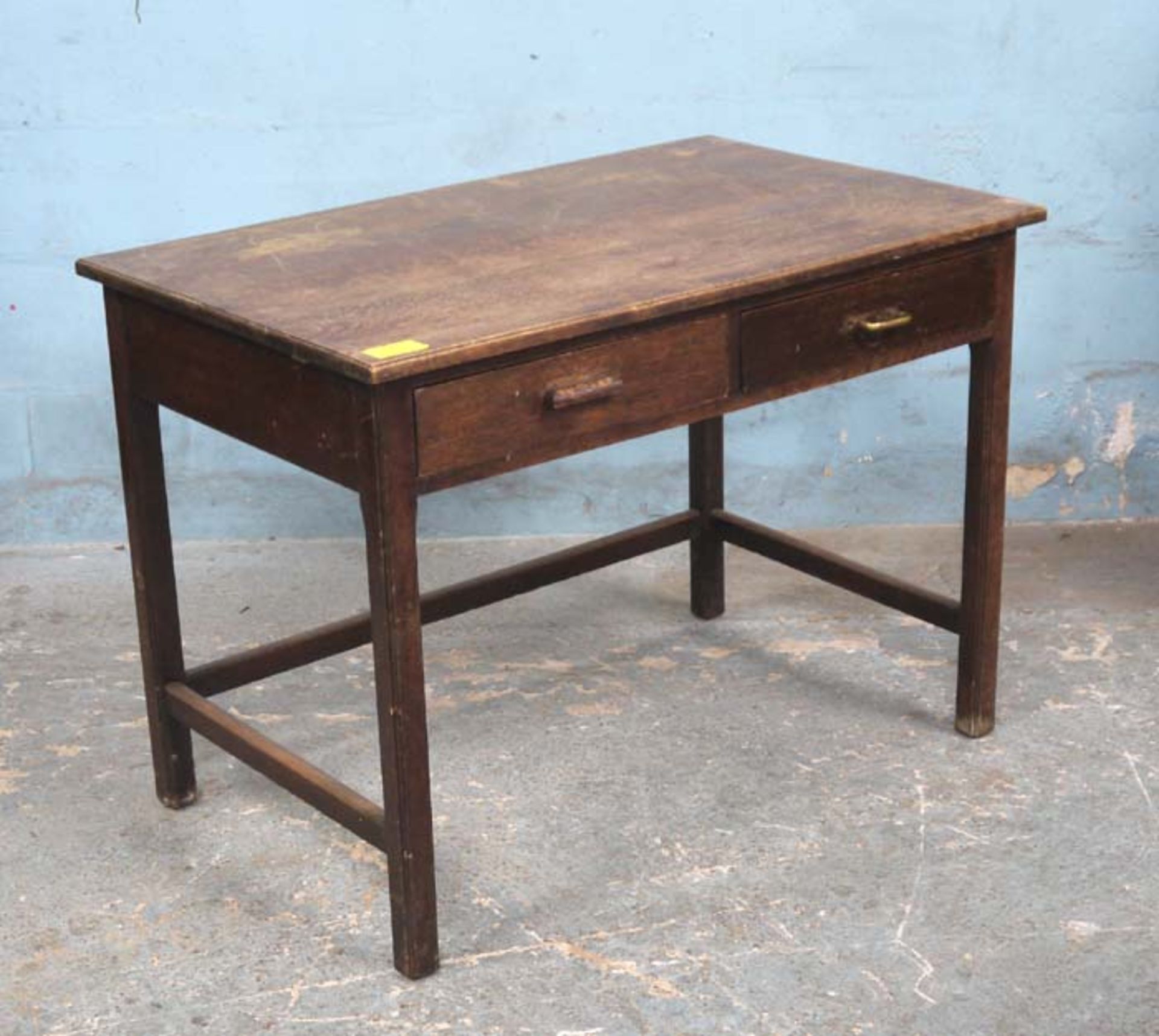 *OAK TWO DRAWER DESK, CIRCA 1930. 1070MM ( 42" ) WIDE X 880MM ( 26.75" ) DEEP X 770MM ( 30.25" ) - Image 3 of 3