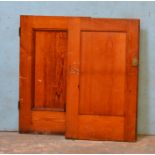 *PAIR OF PITCH PINE CUPBOARD DOORS. 1050MM (41.5") HIGH X 615MM (24.25") WIDE X 35MM (1.25") DEEP [