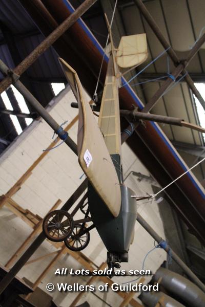 1912 WATKINS MONOPLANE. EX RADIO CONTROLLED MODEL. HEIGHT 500MM (19.5IN) WIDTH X 1820MM (71.5IN)