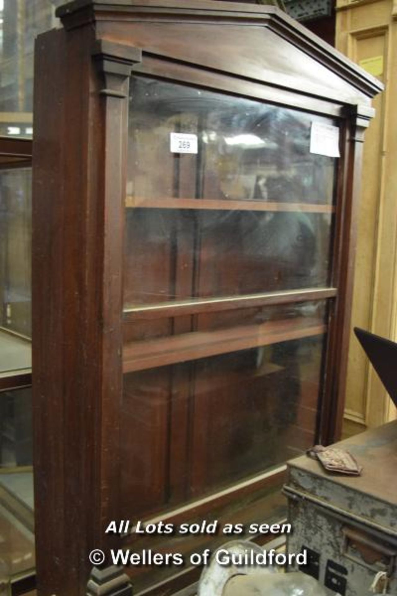 *GLAZED ANTIQUE MAHOGANY DISPLAY CABINET. 1190MM X 830MM X 230MM