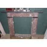 *EDWARDIAN ROUGE MARBLE FIRE SURROUND. HEIGHT 1190MM (47IN) X WIDTH 1580MM (62.25IN) X DEPTH