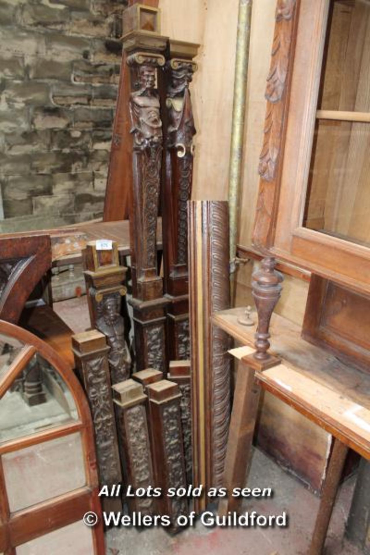 *SELECTION OF CARVED WOOD COLUMNS ETC.