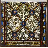 *SQUARE GRISAILLE DECORATIVE STAINED GLASS PANEL 760mm W x 725mm H