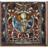 *SQUARE DECORATIVE STAINED GLASS PANEL WITH ANGEL 780mmW x 740mm H