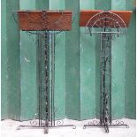 *MATCHED PAIR WROUGHT IRON LECTERNS, LATE 1900'S. HEIGHT 1400MM (55IN) X AVG WIDTH 710MM & 610MM X