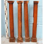 *SET OF FOUR RECLAIMED OAK COLUMNS, MID 1900S. HEIGHT 839MM (33IN) X WIDTH 120MM (4.75IN) X DEPTH