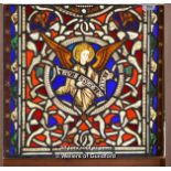 *SQUARE DECORATIVE STAINED GLASS PANEL WITH ANGEL 780mmW x 740mm H