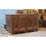 *VERY LARGE COPE CHEST, EARLY 20TH CENTURY. 1365MM ( 53.75" ) HIGH X 2210MM ( 87" ) WIDE X