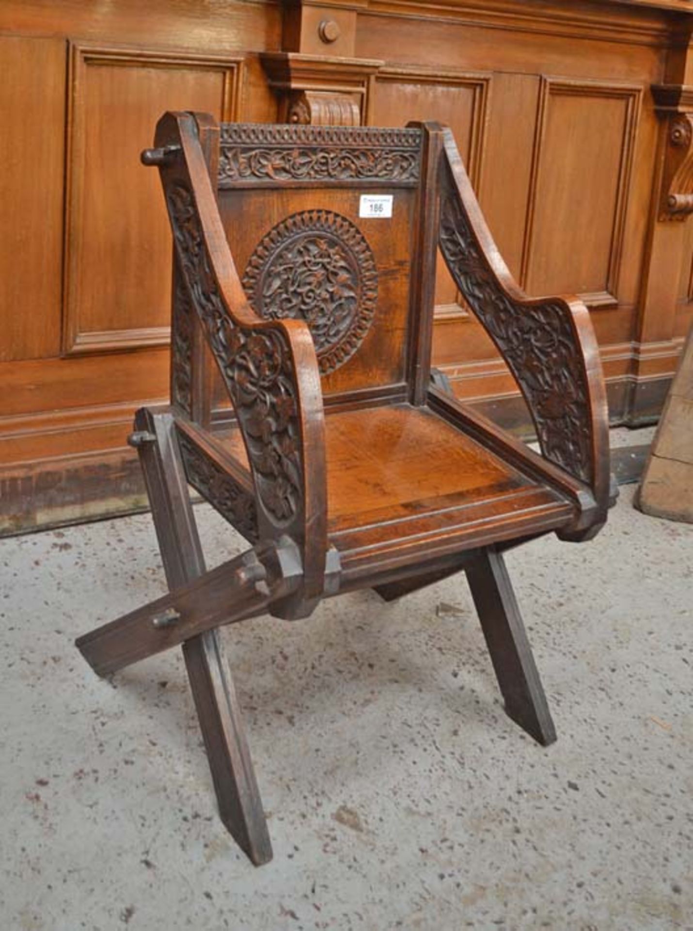 *VICTORIAN OAK GLASTONBURY CHAIR. HEIGHT 860MM X WIDTH 610MM X DEPTH 520MM - Image 3 of 4